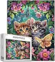 Amazon.co.jp: 猫と蝶のジグソーパズル, 1000ピース, 70x50cm