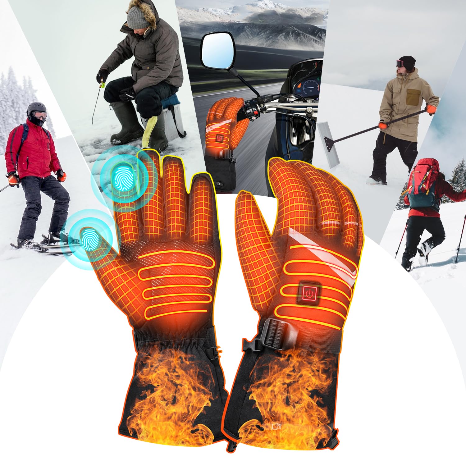 Guantes calefactables para hombre y mujer – Guantes calefactables 7,4 V/2 x 5000 mAh eléctricos cálidos guantes de invierno para moto de invierno, guantes de ciclismo y guantes de esquí con batería y