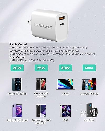 Miniatura 7 de Cargador USB C súper rápido, cargador de pared plegable de doble puerto de 30 W PD de carga rápida para Samsung Galaxy S23S23 UltraZ fold4A53 5G