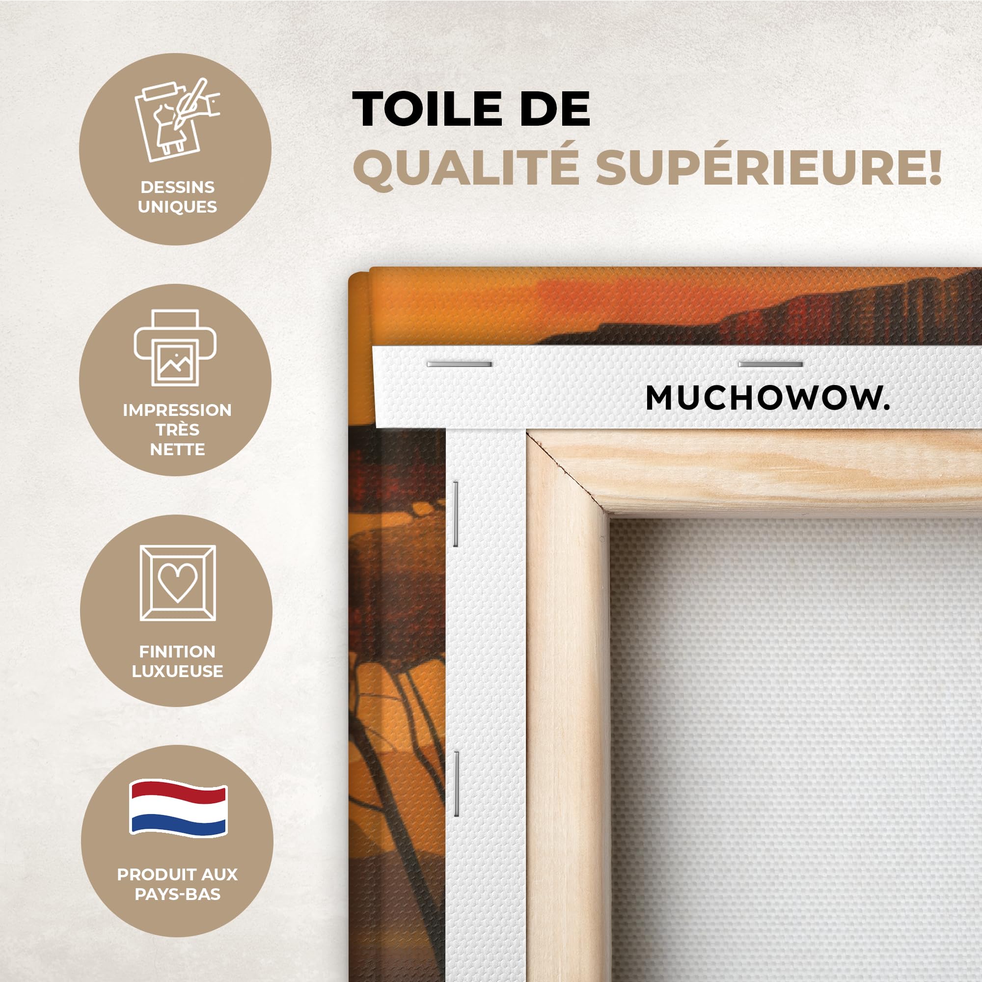 MuchoWow© Impression sur Toile Decoration Murale Peinture 120x80 cm Tableaux Art Décoratif Muraux Décoration Chambre Paysage - Africain - Soleil