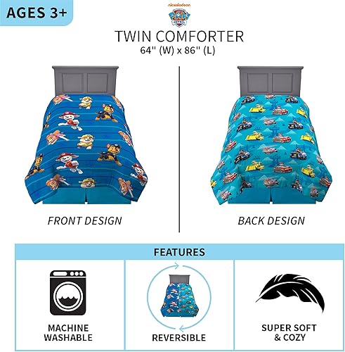 Miniatura 3 de Paw Patrol - Ropa de cama para niños, edredón de microfibra suave, individual, (oficial) producto de Nickelodeon Franco