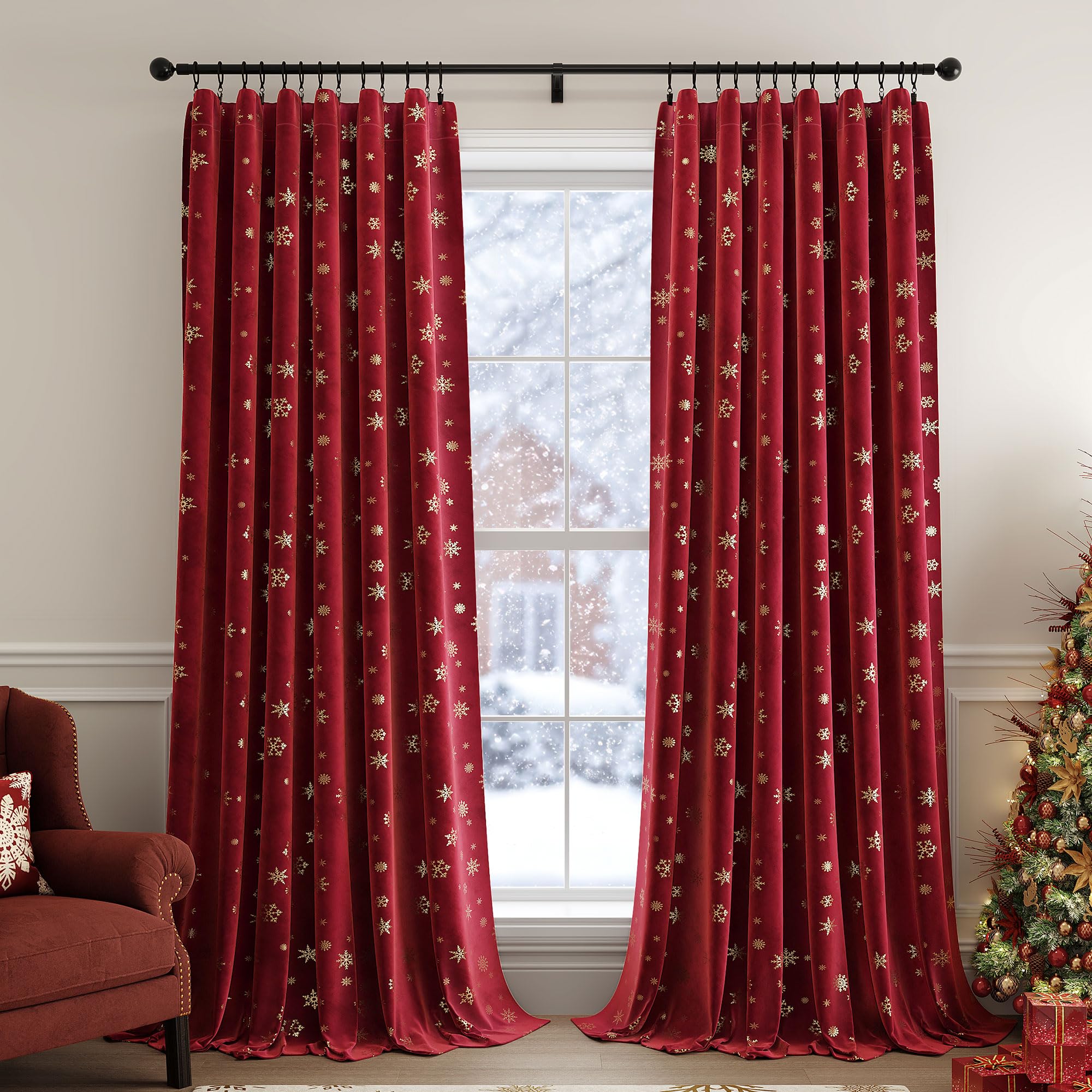 Amazon.com: FMFUNCTEX Red Christmas Velvet Blackout Curtains for ...
