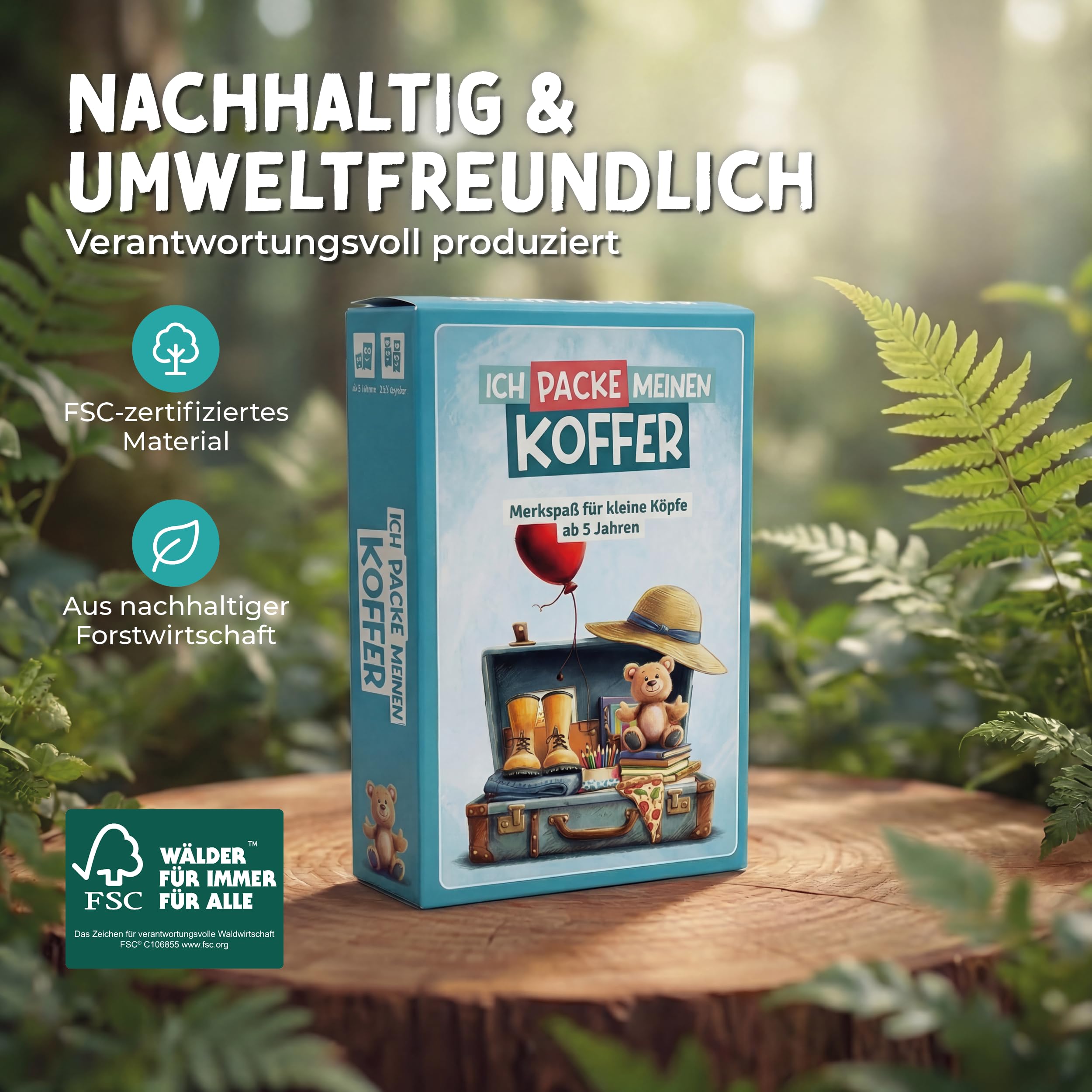 Ich packe meinen Koffer | Reise- & Ratespiel | Geschenk für Kinder ab 4 J. | Kompaktes Kartenspiel ab 4 Jahren: Tolles Mitbringsel & ideale Geschenkidee für jeden Kindergeburtstag.