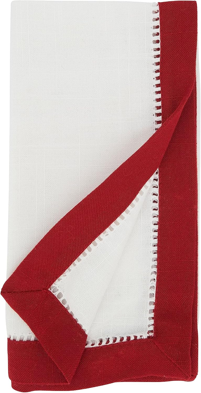Elegant Edges Two-Tone Hemstitch Napkin (Set of 12)