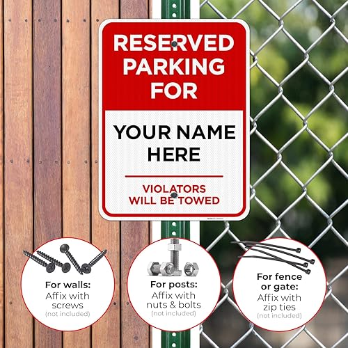 Miniatura 36 de Letrero personalizado de Reserved Parking All Violators Will Be Towed, 12 x 18 pulgadas, libre de óxido, aluminio 063, resistente a la decoloración