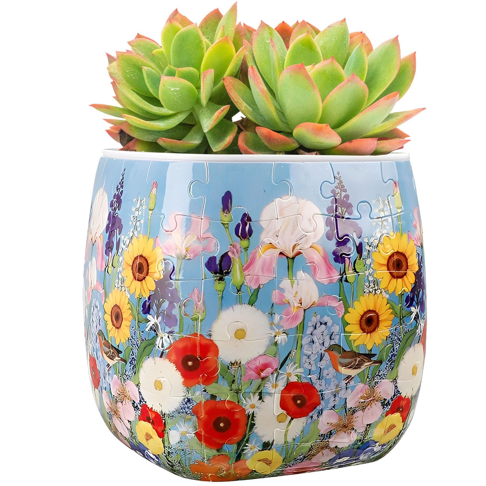KTCINA 3D Flower Pot Puzzle, 96pcs Plastic 3D Vase Puzzle for Adults, DIY Plastic Vase, ome and Office Decoration Flower Pots for Indoor Cactus, Succulents Pots 11x11x11cm(Style3)