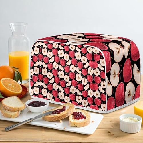 Miniatura 5 de Eheartsgir Cubierta para tostadora de 2 rebanadas con estampado de manzanas rojas, ligera, pequeña, para hacer pan, a prueba de polvo y protección