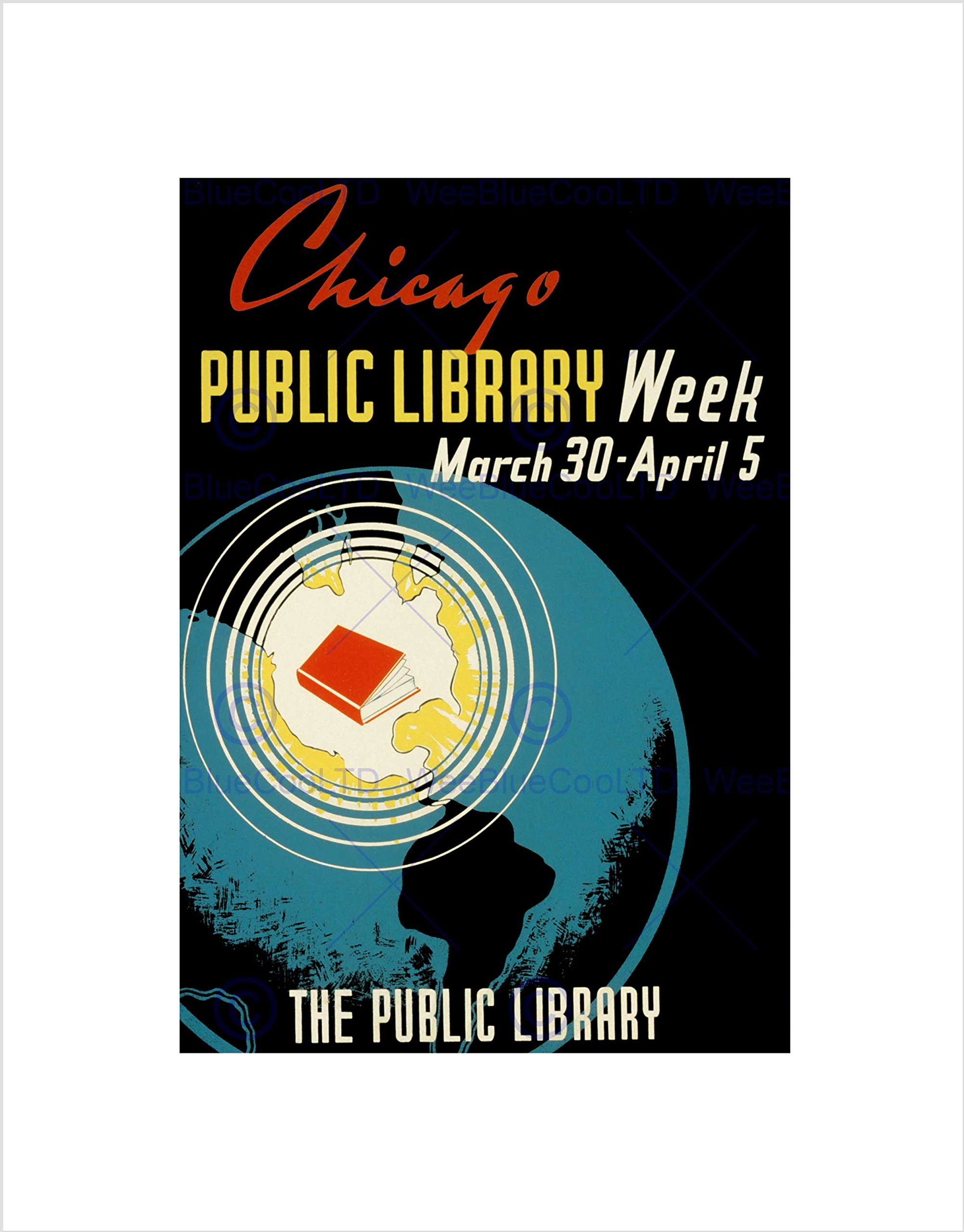 Wee Blue Coo Advert Chicago Public Library Week Picture Wall Art Print