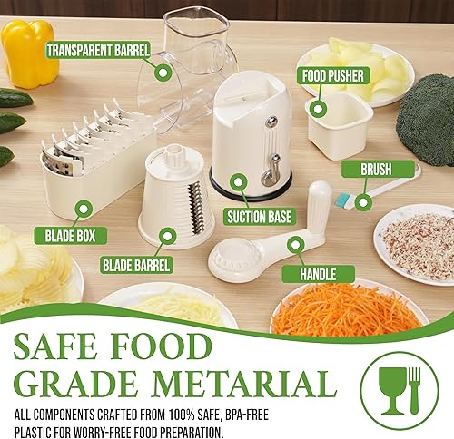 Miniatura 8 de Rallador rotativo de queso con asa, accesorios de cocina, rebanador de pepino, rallador de ensalada de verduras, rallador de verduras - rallador de