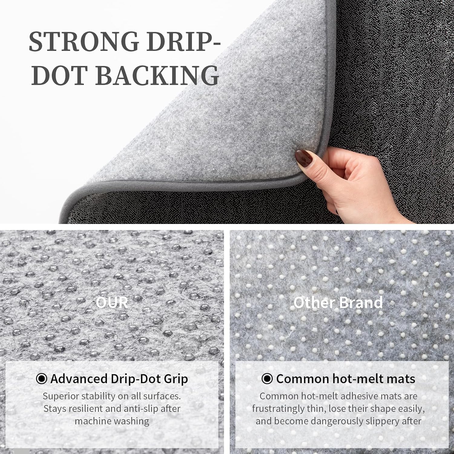 YIHOUSE Memory Foam Bathroom Rugs Sets 2 Piece - Extra Thick Soft Towel-Like Absorbent Bath Mat Set, Non Slip Machine Washable Bath Rugs Carpet for Bath, Tub and Shower (32"x20"+24"x17", Dark Grey)
