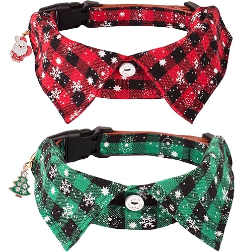ADOGGYGO Collar de Navidad para perro con pajarita, collar de esmoquin formal ajustable para perro con collar de camisa extraíble, collares de
