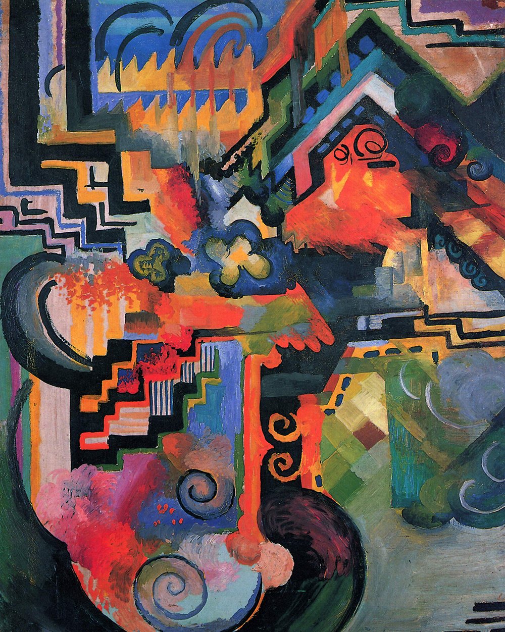 Tableau River d'August Macke cadre noir affiche moyen format semi-brillant