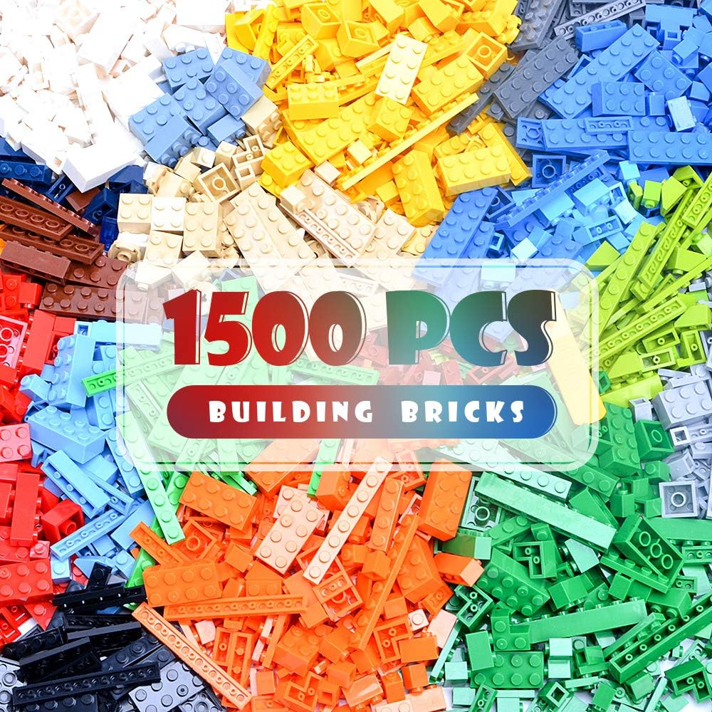 LekebabyClassic 1500 Pieces Building Bricks Kit Basic Brick Set Classic Colors for Kids Creative Play, Compatible with All Major Brands, Gifts Educational Toy for Boys Girls 6 Years Old and Up
