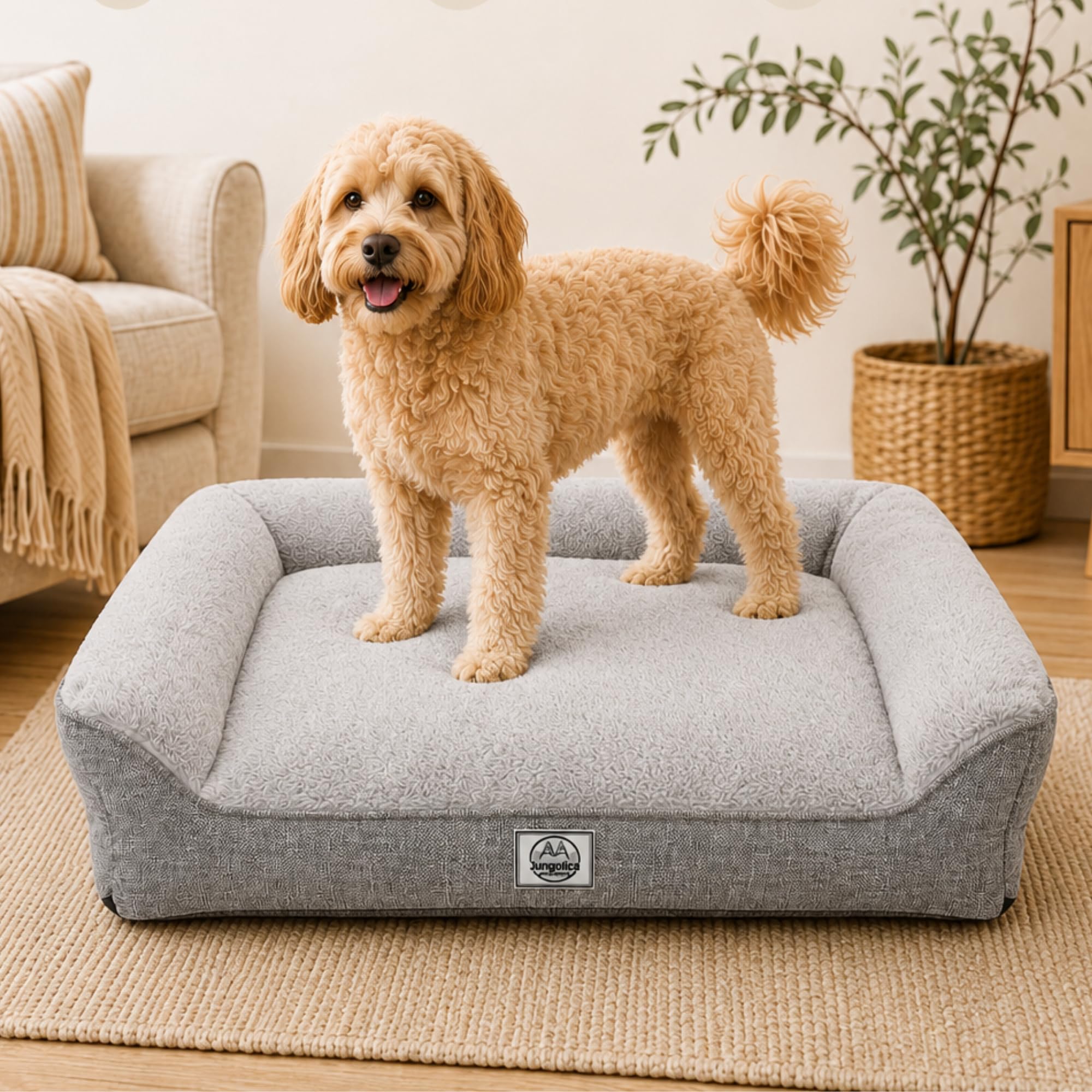 Marlow, Tamamen Çıkarılabilir Kılıflı, Kaydırmaz Tabanlı, Yıkanabilir, Konforlu Kedi ve Köpek Yatağı (Gri, X-Large)