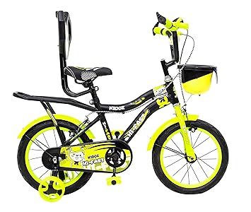 HI-FAST 16 inch Kids Cycle for 4 to 7 Years Boys & Girls with Training Wheels & Carrier (KIDOZ-16T-95% Assembled), Green