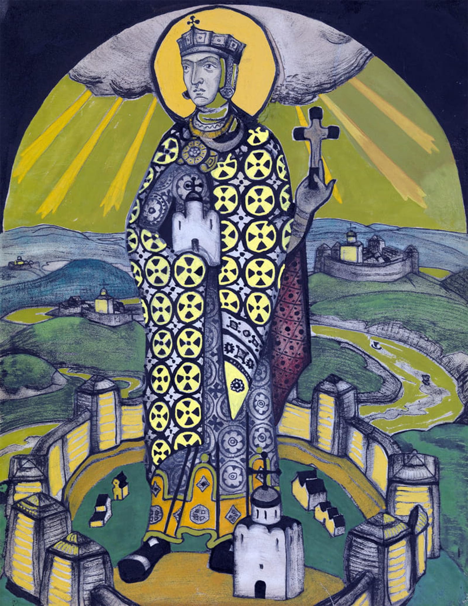 HRJUBWREE Vintage Poster Photo Wall Print Mural Artwork Saint Olga Princess of Kiev by Nicholas Roerich Art Prints Painting for Office Decor 60x90cm
