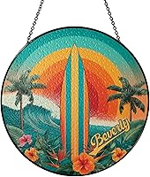 Vista 23 de Retro Boombox Suncatcher with Custom Name, Vintage Style Music Sun Catcher for Windows, Personalized Sunset Scene Window Hanging, Gifts for Music