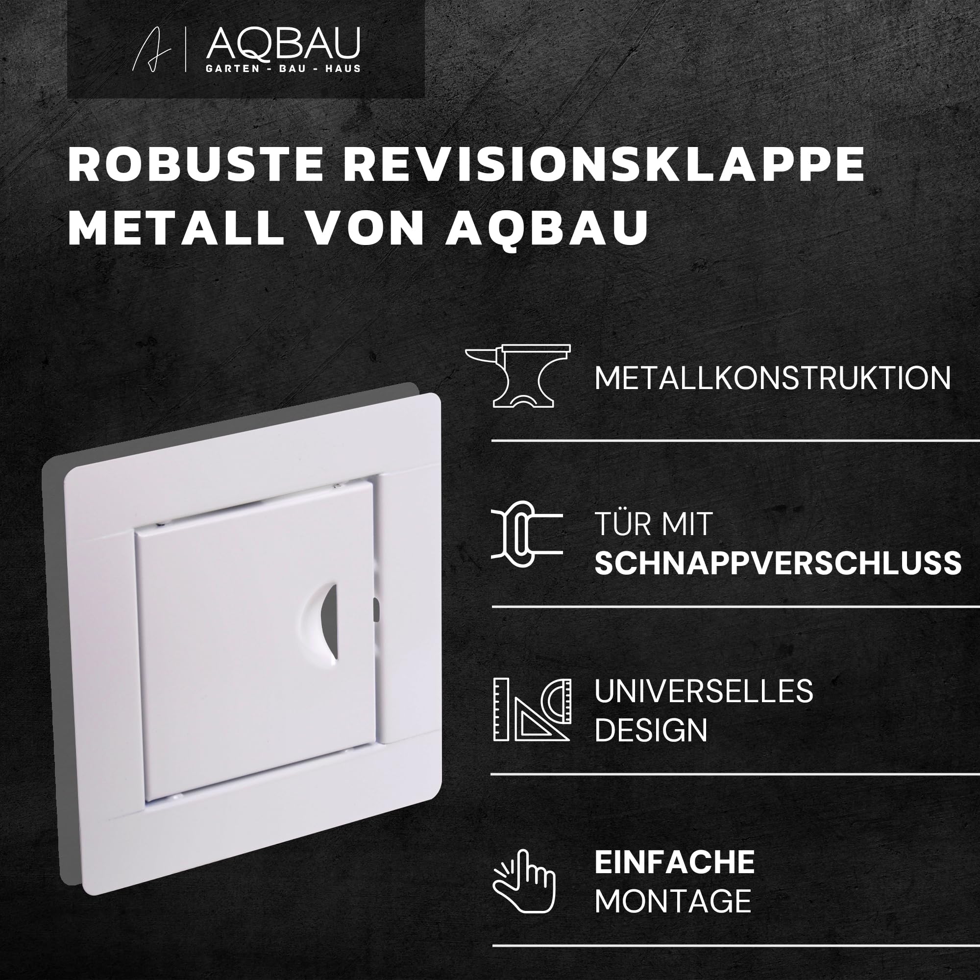 Trappe di Ispezione Bianca – Acciaio Robusto – Chiusura a Pressione (Push-to-Open) – Per Pareti e Soffitti in Cartongesso o Muratura – Accesso a Cavi, Tubi e Vani Tecnici (40 x 60 cm)
