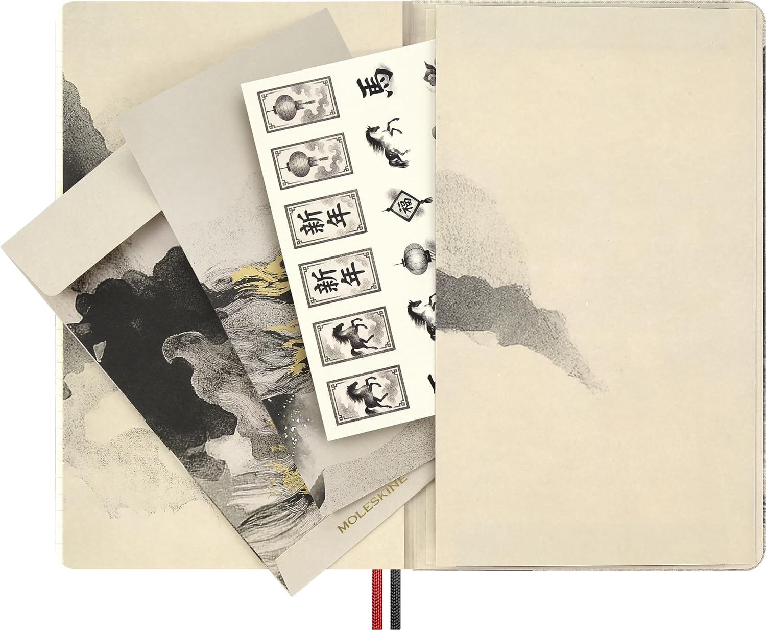Moleskine Limited Edition Year of the Horse 2026 Calligraphy Notebook, Hard Cover, Large (5" x 8.25") Ruled/Lined, Light Grey, 176 pages