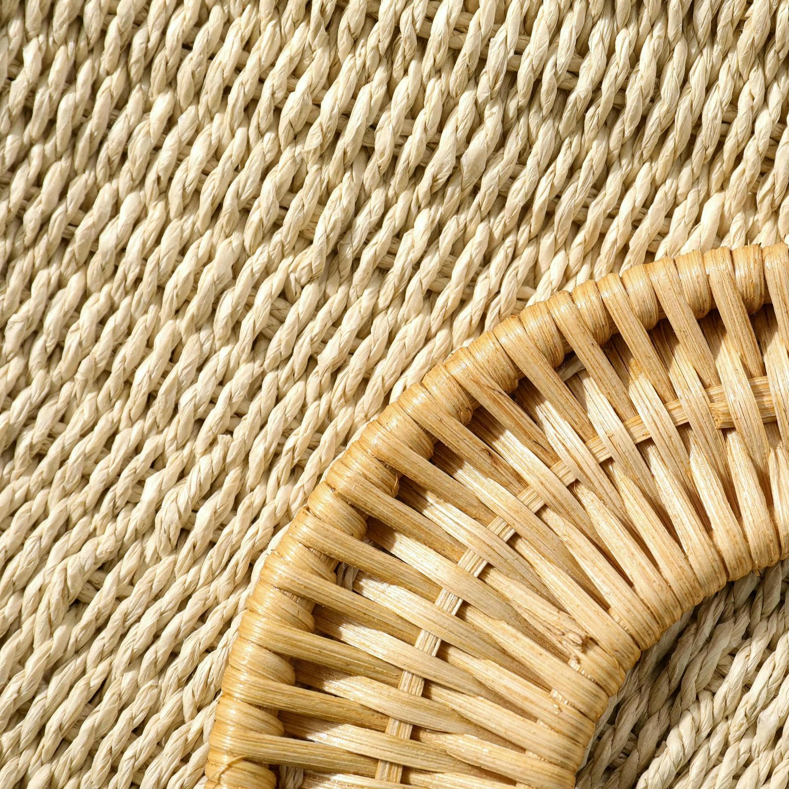 Borsa Paglia Borse da Donna con Sacche Sacchetti per Donne Intrecciate Basse Bohiami-Beige