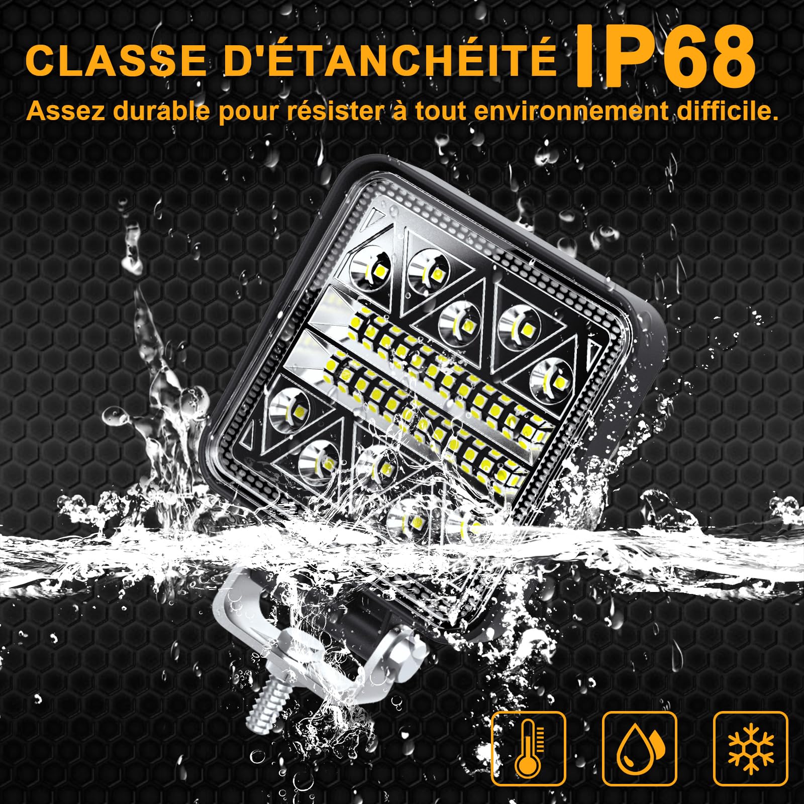 antom 102W Phare de Travail led 15000LM Feux de Recul Led 12v, Phare Led Projecteurs pour voiture, tracteur bateau, 12-24v camion