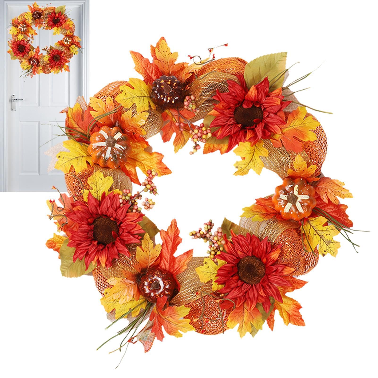 Couronnes d'automne pour porte artificielle style ferme rustique