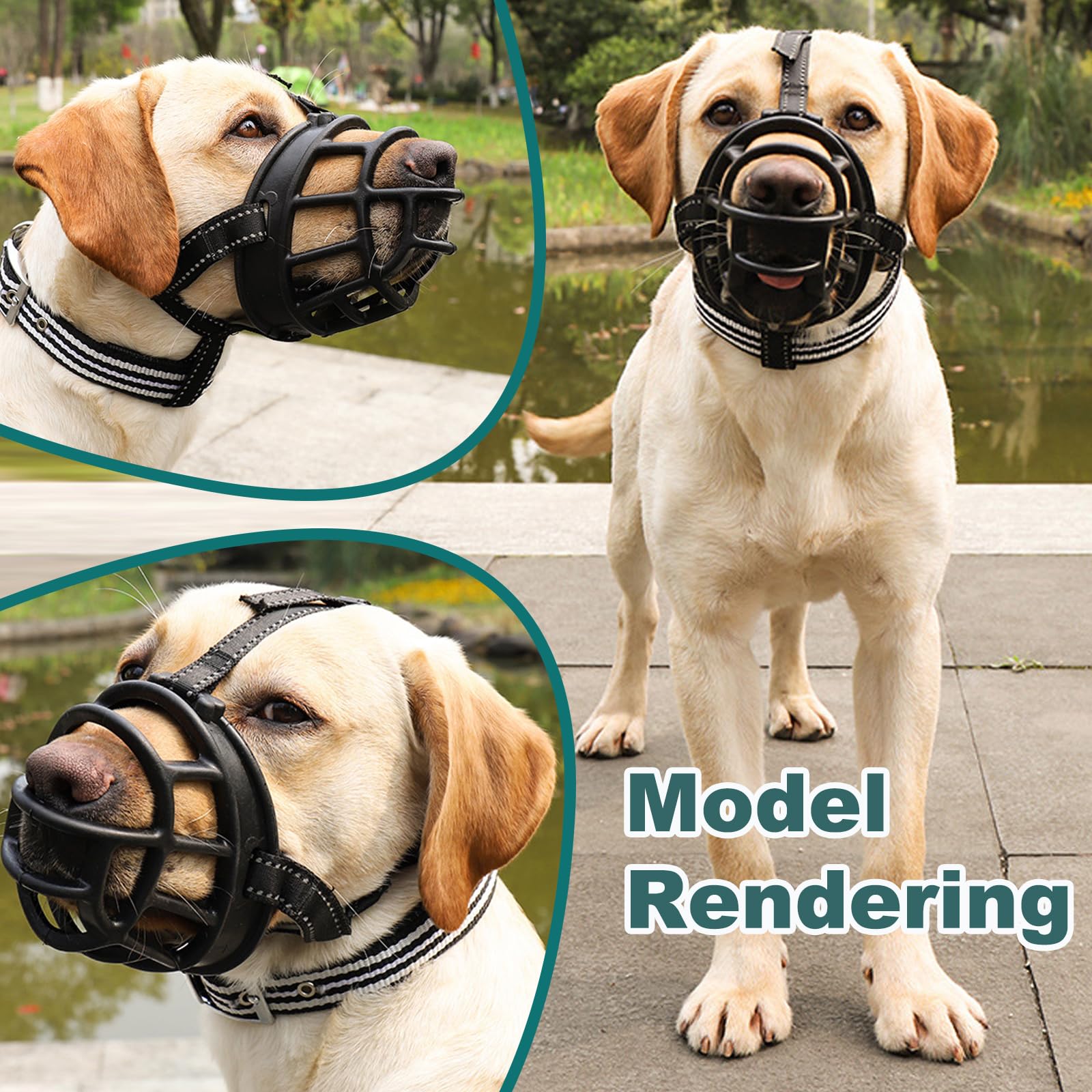 PETCUTE Bozal para Perro Bozal Perro PequeñO Medianos Grandes Anti Ingestas Previene Mordidas para Que No Coma Correa Tirones Ajustable