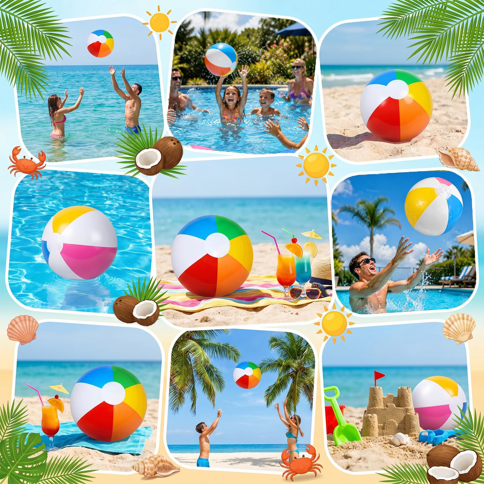 Pack De 2 Pelotas De Playa Inflables De 40 Cm – PVC Resistente Y Colorido, Para Piscina, Playa Y Juegos Acuáticos