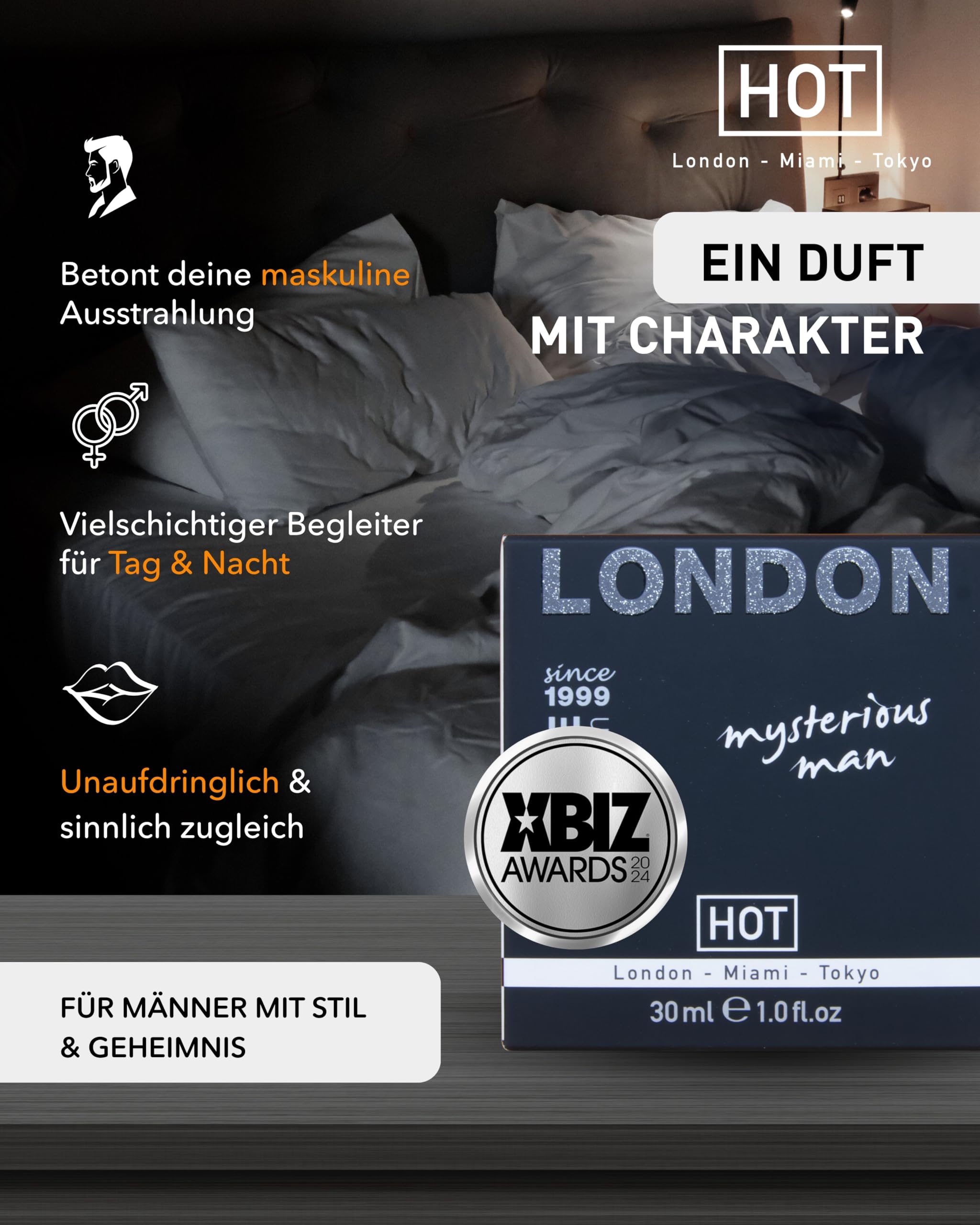 HOT Pheromone Parfum London Man 30 ml I Maskuliner Herrenduft mit vielschichtigen Duftnoten & Pheromonen I Für unbeschreibliche Anziehungskraft I Parfum Herren