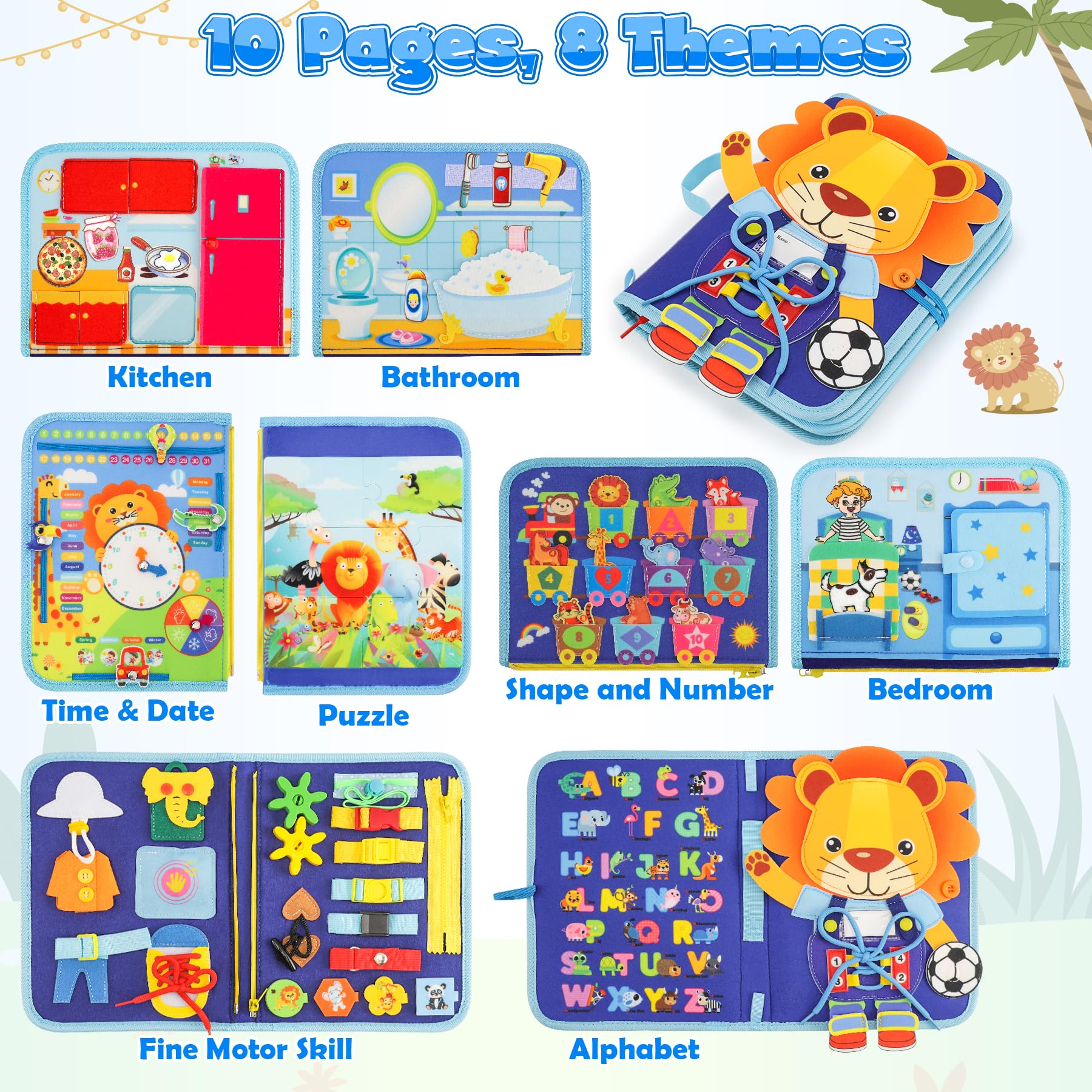 Gontence Busy Board - Giochi Bambini 2 3 Anni - Giochi Montessori 1 Anno - Giochi Educativi 3 4 5 Anni - Pannello Sensoriale Montessori - Regalo