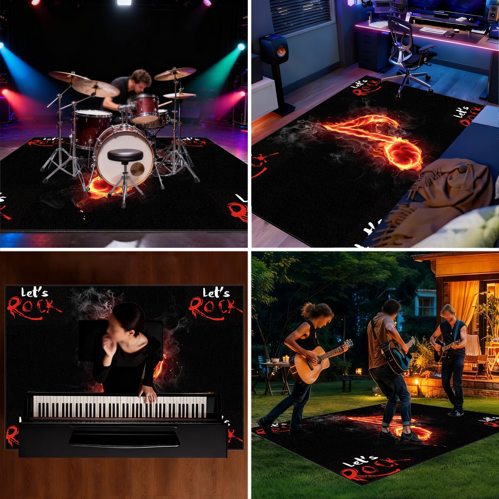 Dywan perkusyjny, 230 x 180 cm, dywan do perkusji, izolacja akustyczna, profesjonalny elektroniczny zestaw do perkusji jazzowej, perkusji basowej, werbla i innych instrumentów