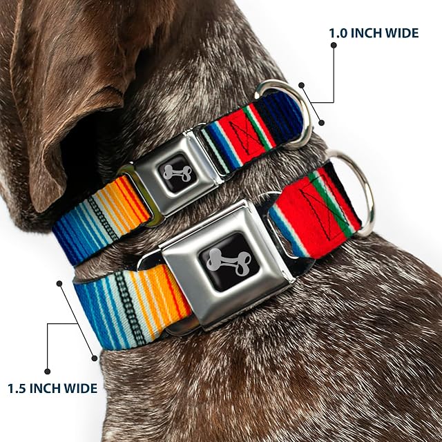 Foto 2 de 8 de Buckle Down 11 - 17 "zarape2 Vertical Multi Color Rayas Collar de Perro Hueso, tamaño Mediano