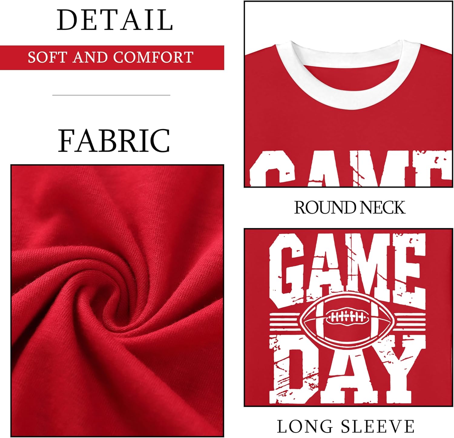 Game Day Shirts for Women: Football Season Tshirts Sunday Funday Football Casual Sport Long Sleeve Tops - Image 5