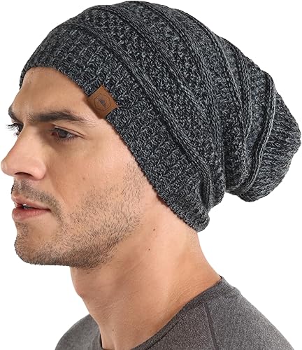 Vista 8 de Slouchy Cable tejido Gorro de lana por Tough Headwear – Gorro de lana de gran tamaño Sombreros Gorros Graves Sombreros Para Hombres y Mujeres
