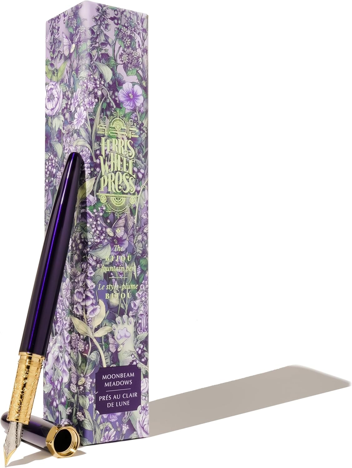 Ferris Wheel Press , Bijou Fountain Pen, Moonbeam Meadows, Double Gold Plated, Sapphire Lacquer Finish, Two-Tone Steel Nib, Medium Nib