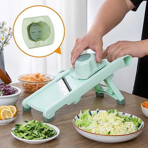 Miniatura 5 de Cortador de mandolina ajustable y seguro para cocina, cortador multifunción de verduras y frutas de acero inoxidable, cebolla, papa, tomate,
