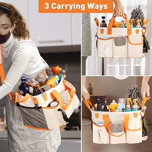 Miniatura 6 de Bolsa de limpieza portátil, organizador de suministros de limpieza extragrande, organizador de suministros de limpieza, bolsa de detalles con asa,