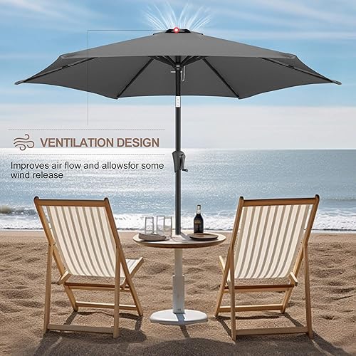 Miniatura 6 de FLAME&SHADE Sombrilla de patio de 7.5 pies, sombrilla para exteriores con botón de inclinación y manivela para protección UV, sombrilla de mercado
