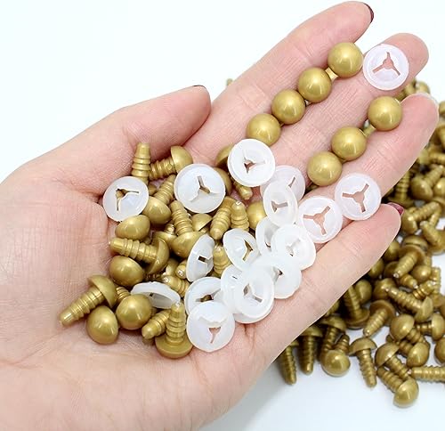 Miniatura 3 de 600 ojos de seguridad de plástico de 0.394 pulgadas para amigurumi, manualidades, juguetes de ganchillo y fabricación de animales de peluche (dorado)