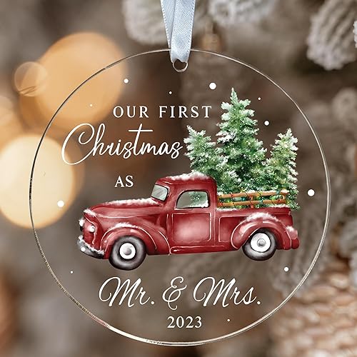Miniatura 7 de Adorno de primera Navidad para casados 2023  Regalos de señor y señora para recién casados  Regalos para recién casados para parejas, regalos para