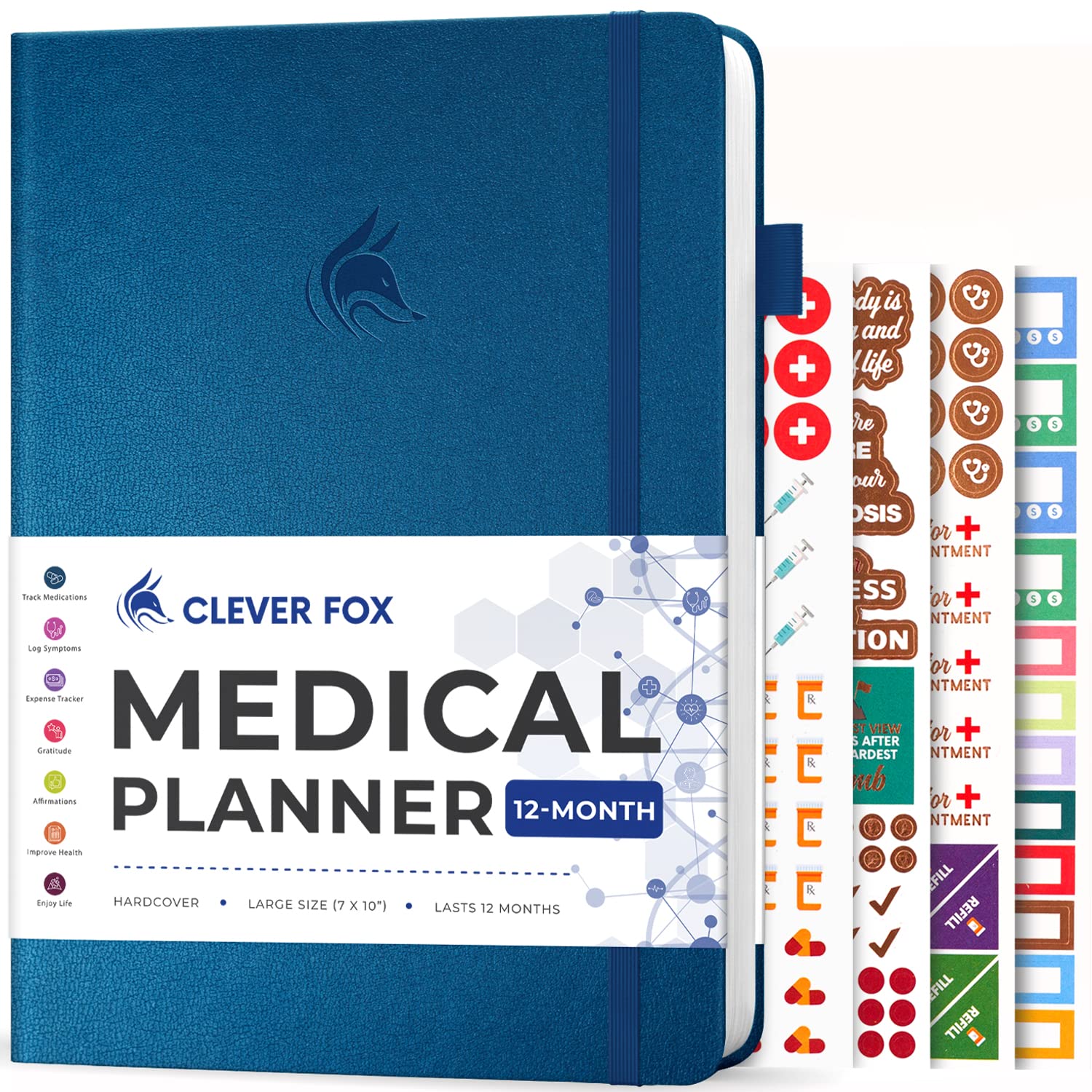 Large Medical Planner 12-Month – Medical Notebook, Health Diary, Wellness Journal to Track Health – 12 Months, 7x10.5″ (Mystic Blue)