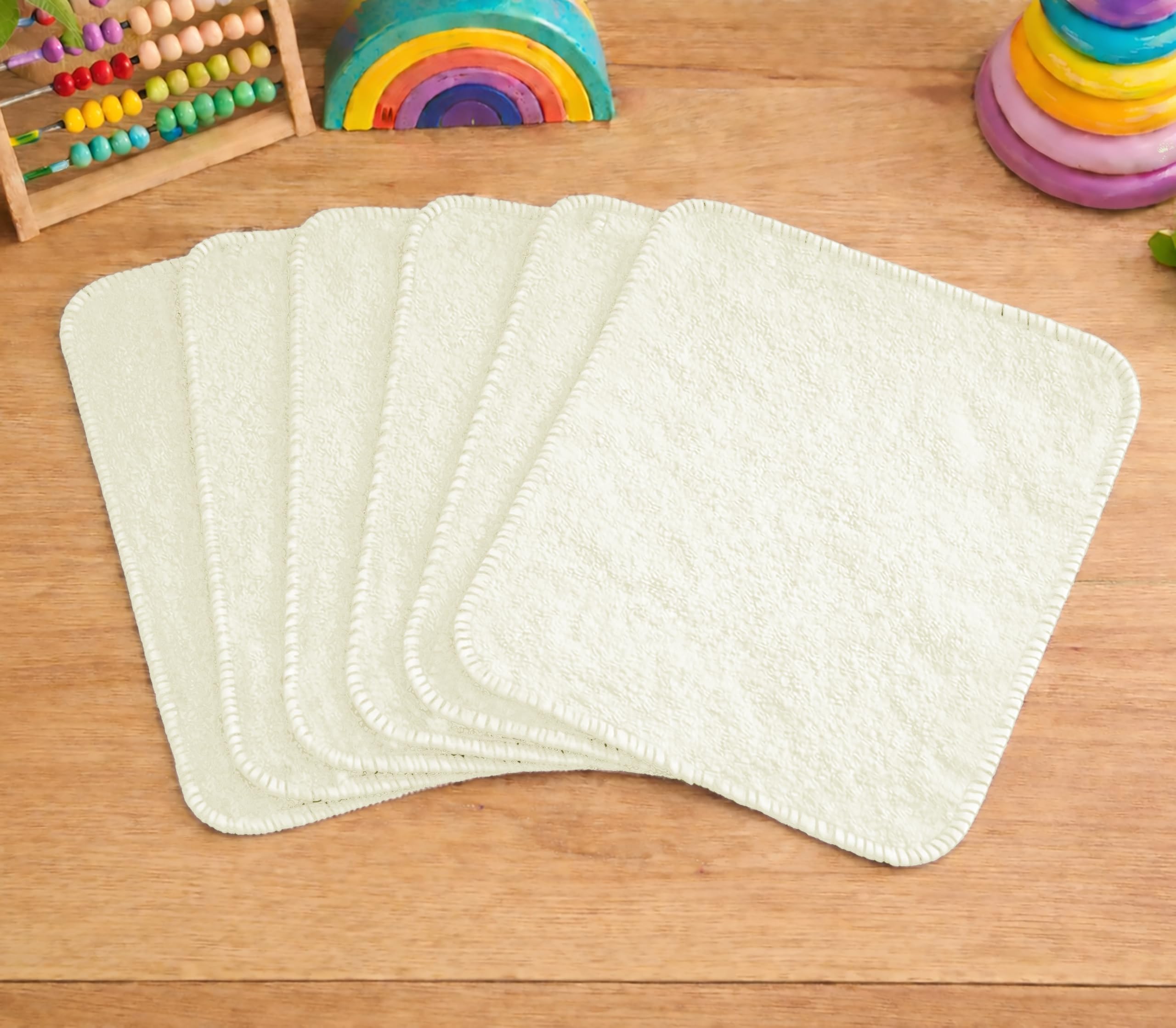 100% Cotton Terry Wipe Cloth | Washable & Reusable | Toxic-Free, Skin-Friendly | Natural Shade | Pack of 6-image-42