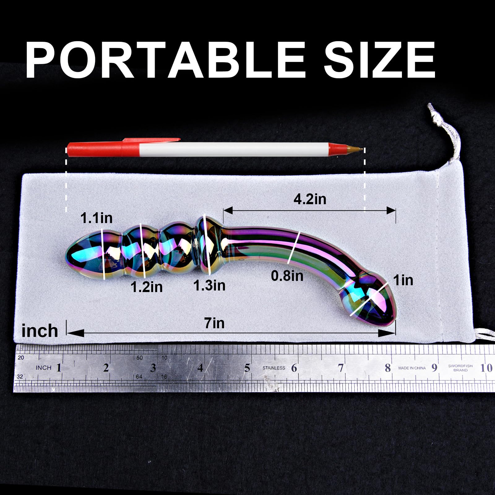 Small Colored Crystal Glass Double-Ended Dildo for Beginner, Cute Double-Ended Anal Bead Plug for G-Spot Stimulation, Glass Anal Plug Dildo Curved Pleasure Wand Prostate Massager Sex Toy for Men Women: Beads-Small