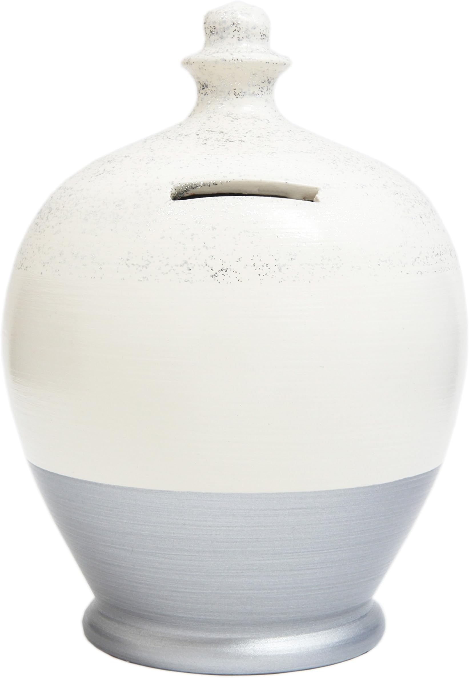 Terramundi Money Pot - Glitter Design White with Silver Base and Silver - G6