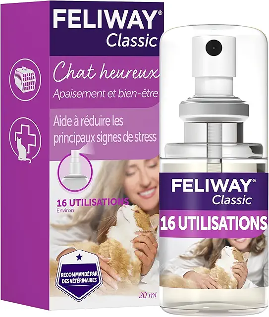 FELIWAY Classic Spray 20 ml - Anti Stress Chat - Phéromones Apaisantes Recommandées Vétérinaires