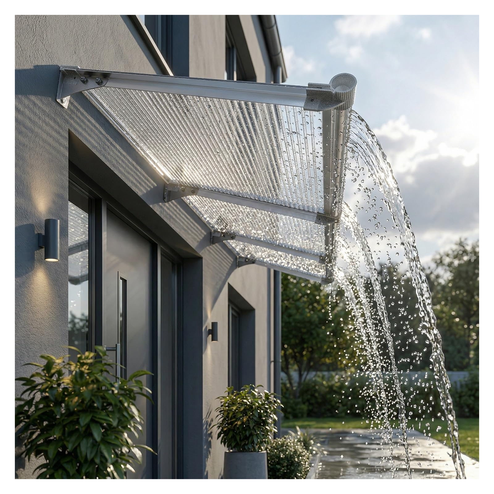 Auvent de porte en polycarbonate : gardez votre entrée au sec sous la pluie