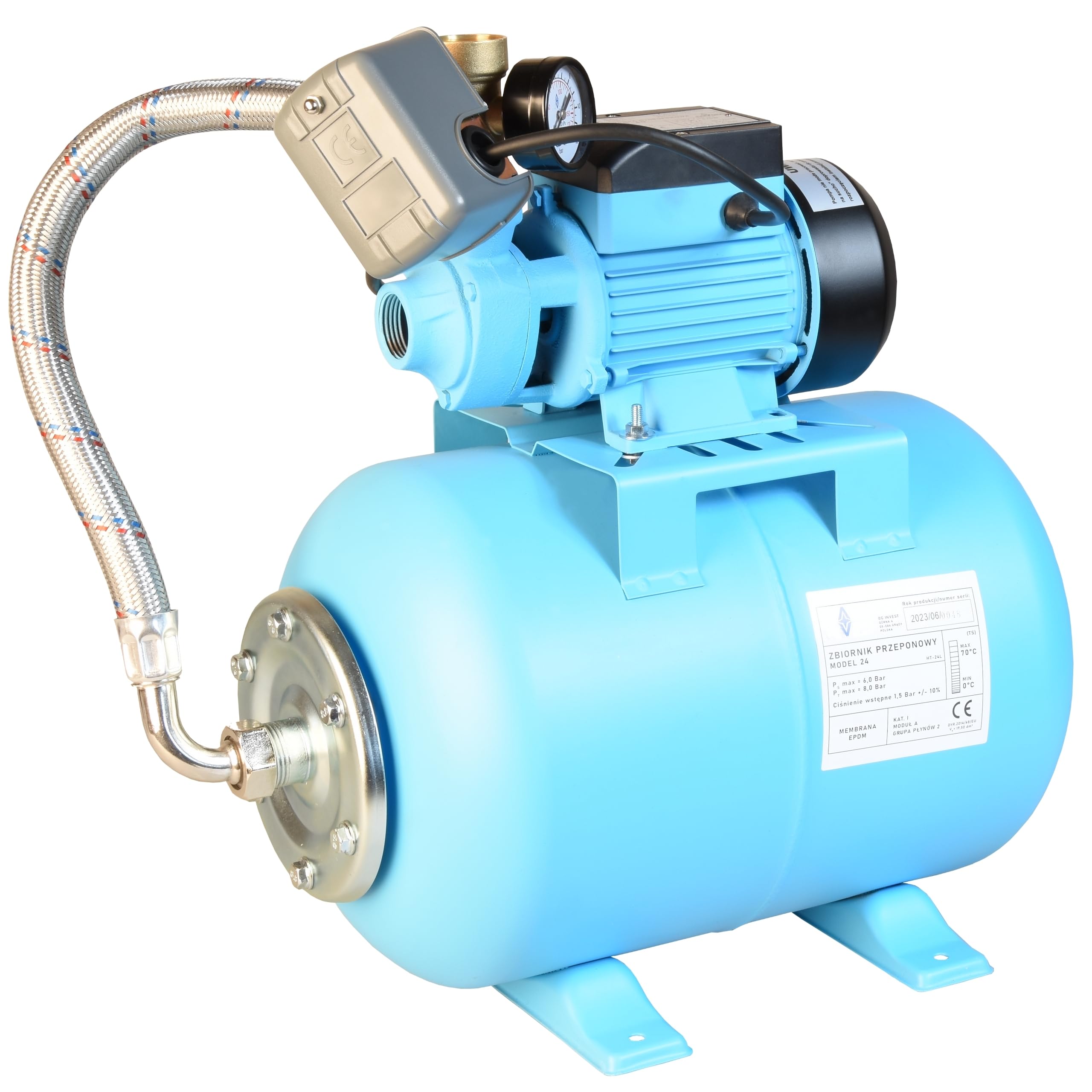 Zestaw Hydroforowy 24L Hydrofor Pompa do Wody Domu AQB 60 Hydroforowa (370 W, 2100 l/h, max. podnoszenie 39 m) MOCNY WYDAJNY