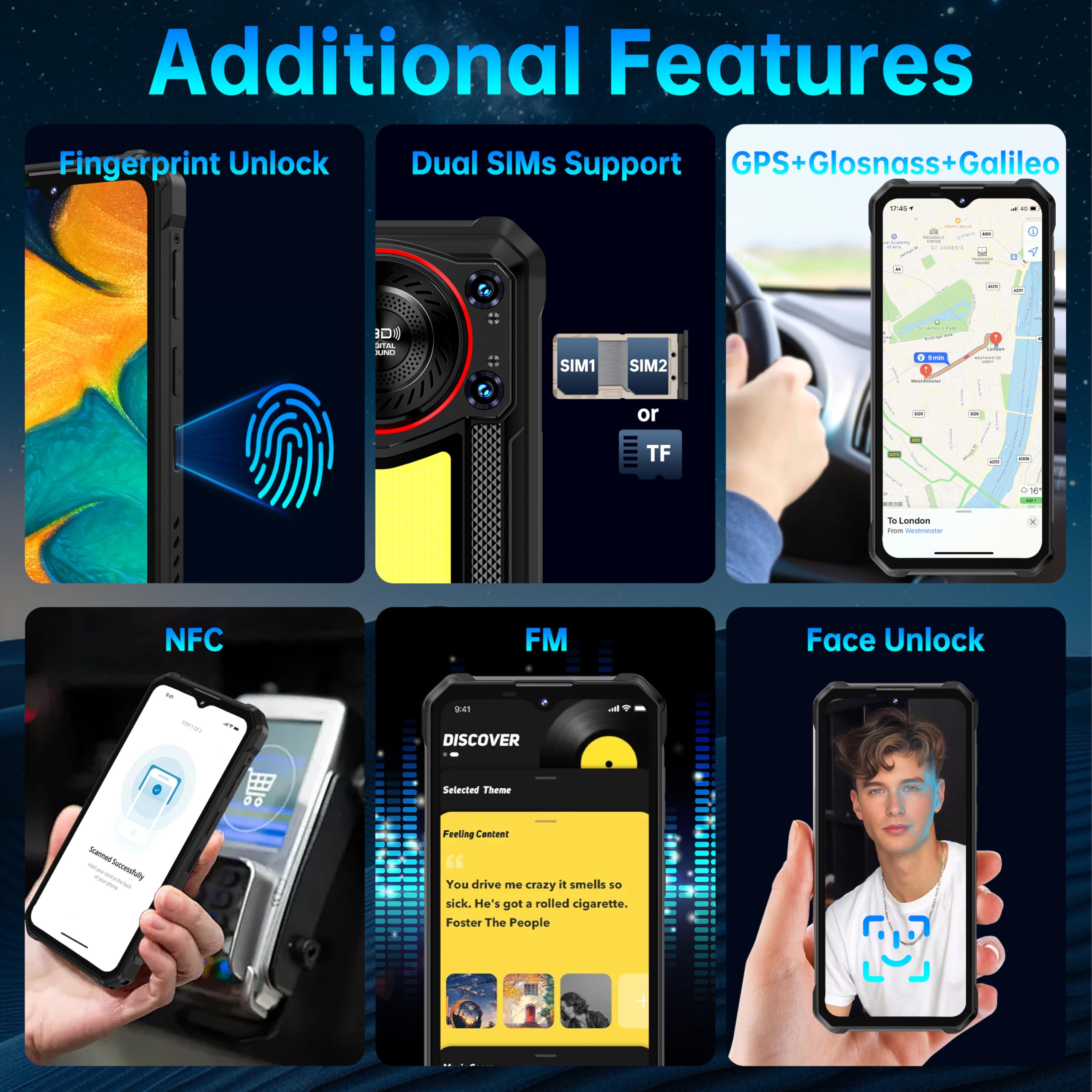 OUKITEL WP53S Rugged Smartphone Unlocked,16B+128GB Android 15 Rugged Phone,11000mAh Battery with Camping Light,6.52" FHD+,13MP+8MP IP68/IP69K Waterproof Cell Phone 4G Dual SIM NFC/OTG/Louder Speaker