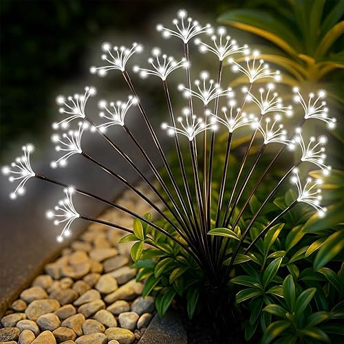 Miniatura 10 de Luces Solares de Jardín Paquete de 2 Impermeables Luces Solares Oscilantes de Ráfaga de Estrellas Luces Exteriores para Jardín Patio Sendero Camino