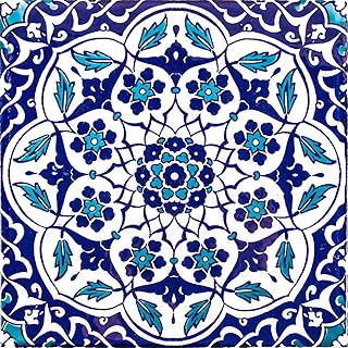 Cerames Taner - Carrelage mural turc coloré, 1 paquet - 0,48 m2 (12 pièces), carreaux de céramique Iznik avec motif, 20x20, idéal pour la cuisine ou la salle de bain.